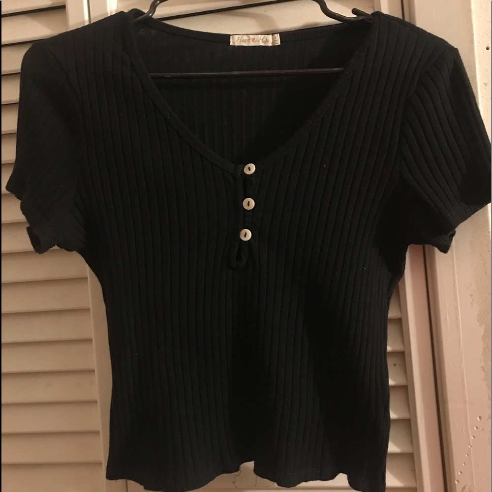 Black crop top with buttons